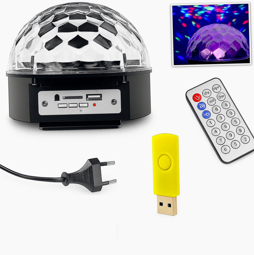 Lampada strobo RGB con cassa Bluetooth – Luci per discoteca, effetto MP3 - ambraled