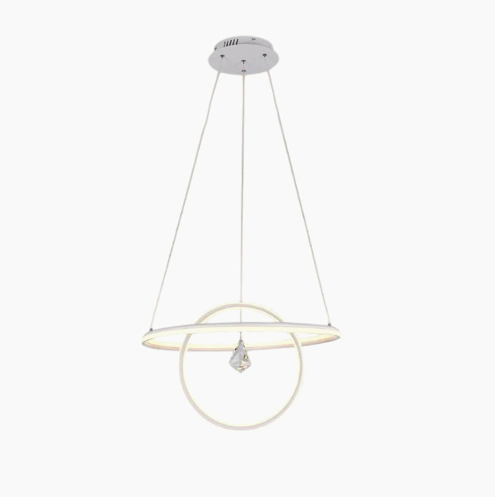 Lampadario led moderno 2 anelli 70 watt lampada con cristallo - ambraled