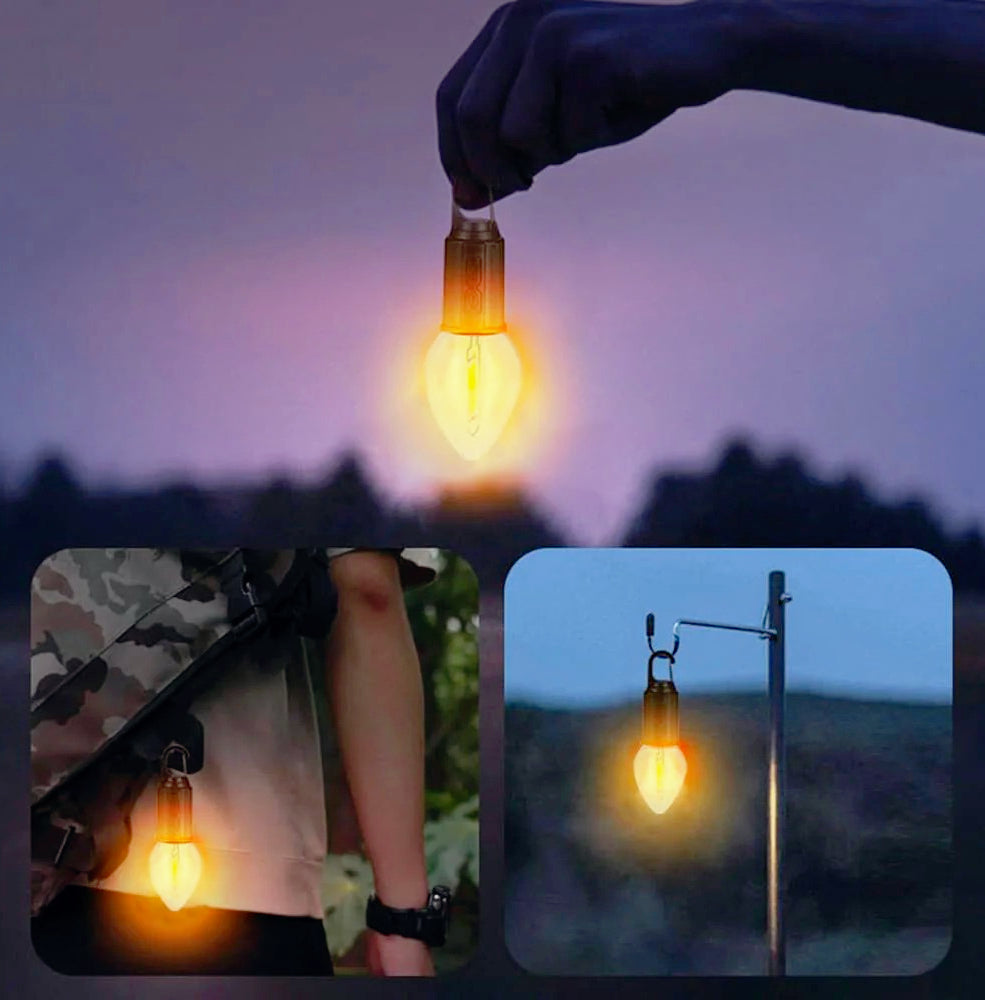 Lampadina LED a filamento ricaricabile 3 modalità di luce – Con moschettone - ambraled