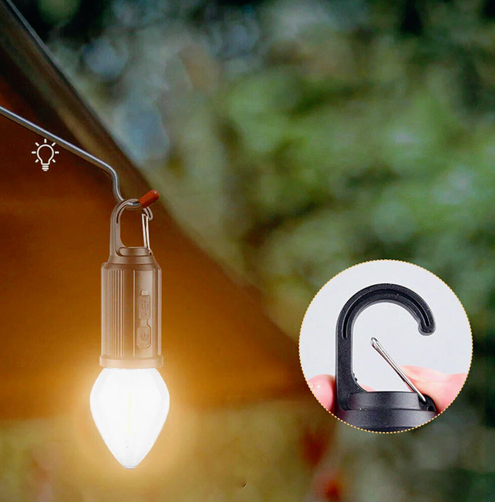 Lampadina LED a filamento ricaricabile 3 modalità di luce – Con moschettone - ambraled