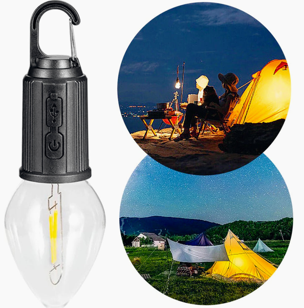 Lampadina LED a filamento ricaricabile 3 modalità di luce – Con moschettone - ambraled