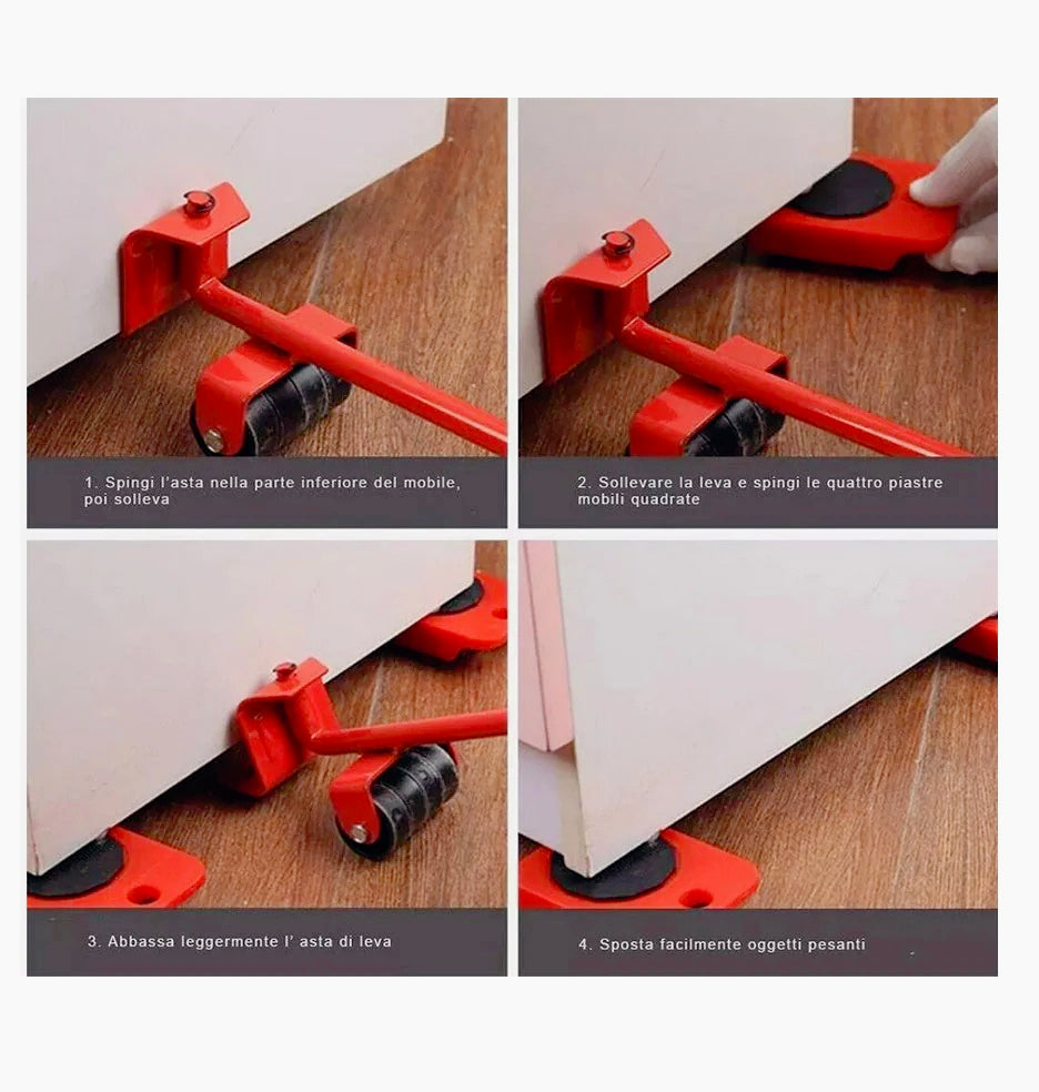 Leva di sollevamento per mobili con ruote – Kit solleva e sposta carichi max 150 kg - ambraled