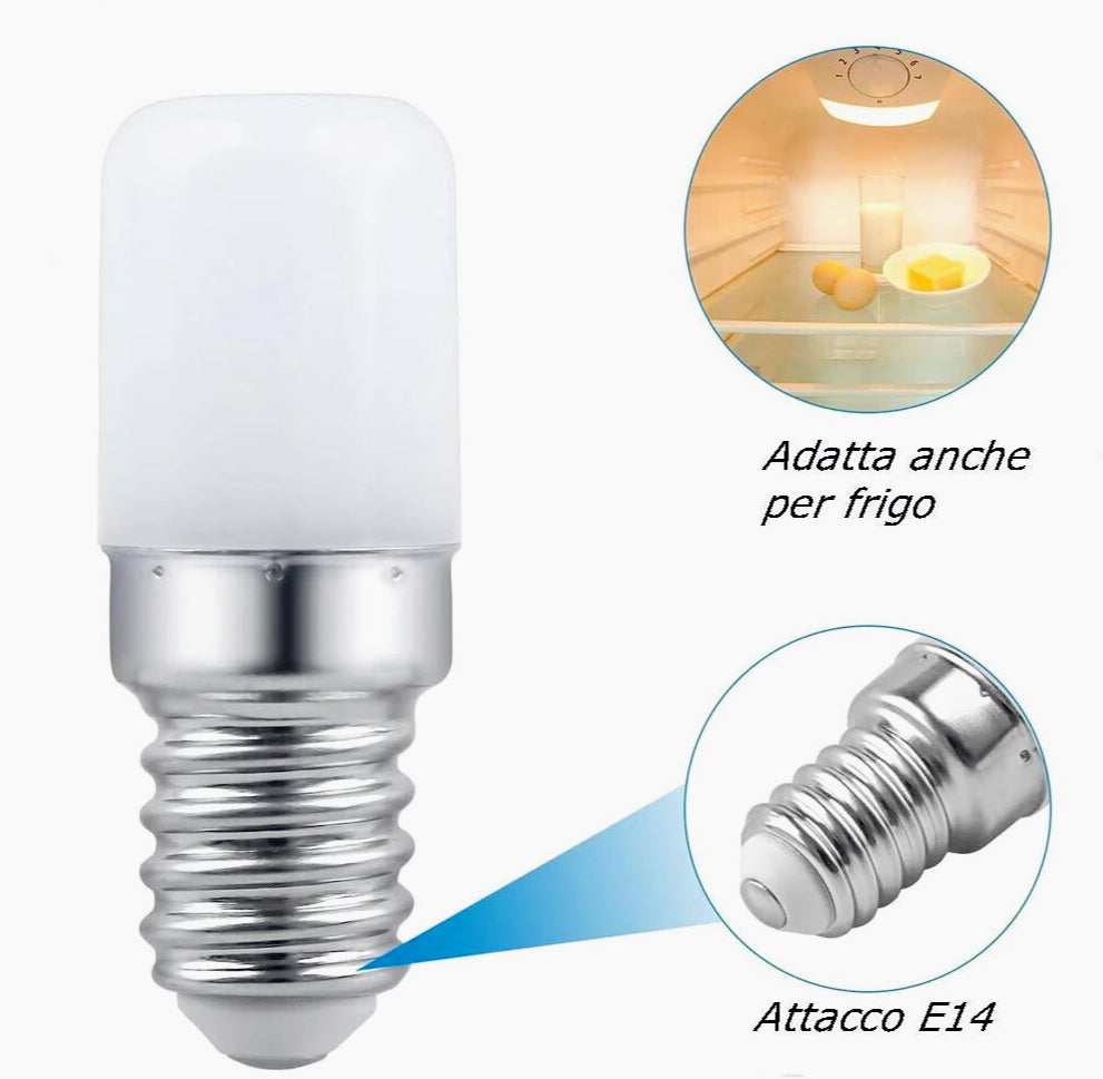 2 lampadine LED E14 2W per frigorifero, lampadario e macchina da cucire (60 caratteri) - ambraled