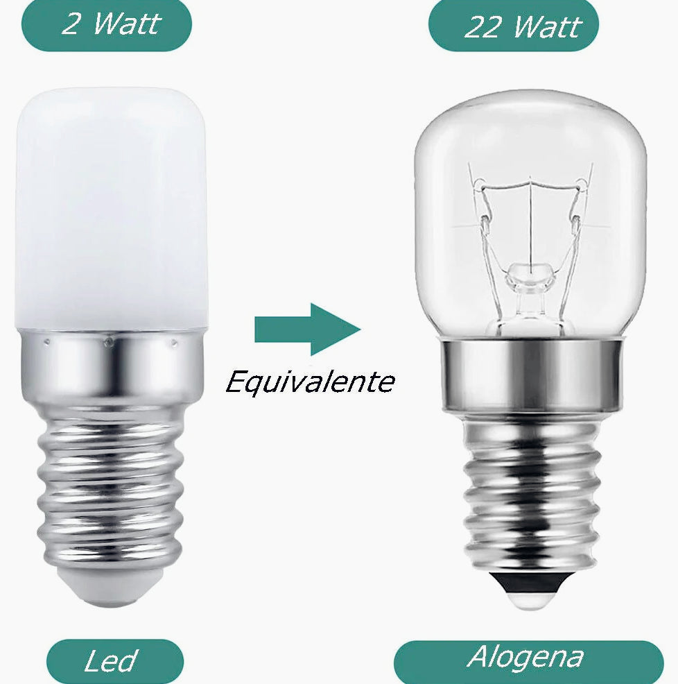 2 lampadine LED E14 2W per frigorifero, lampadario e macchina da cucire (60 caratteri) - ambraled