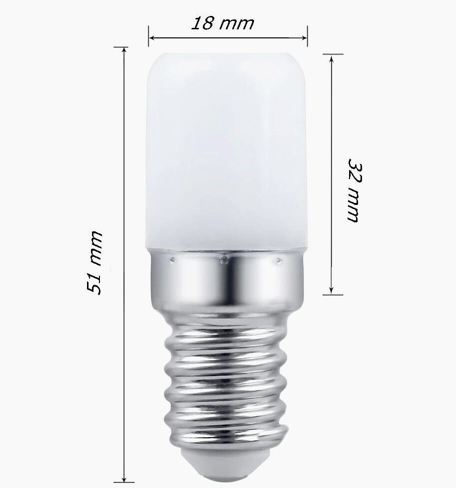 2 lampadine LED E14 2W per frigorifero, lampadario e macchina da cucire (60 caratteri) - ambraled