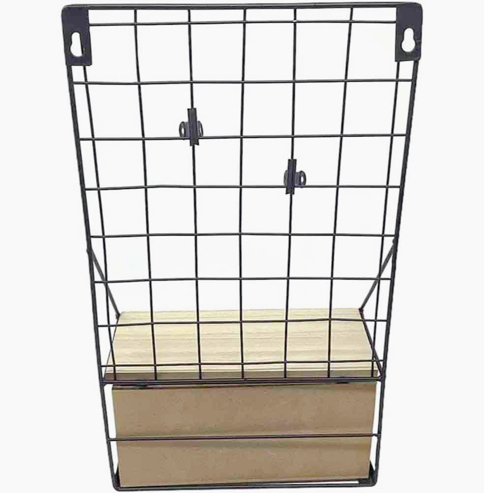 Mensola ferro 1 ripiano + 1 cassetto – MDF stile industriale - ambraled
