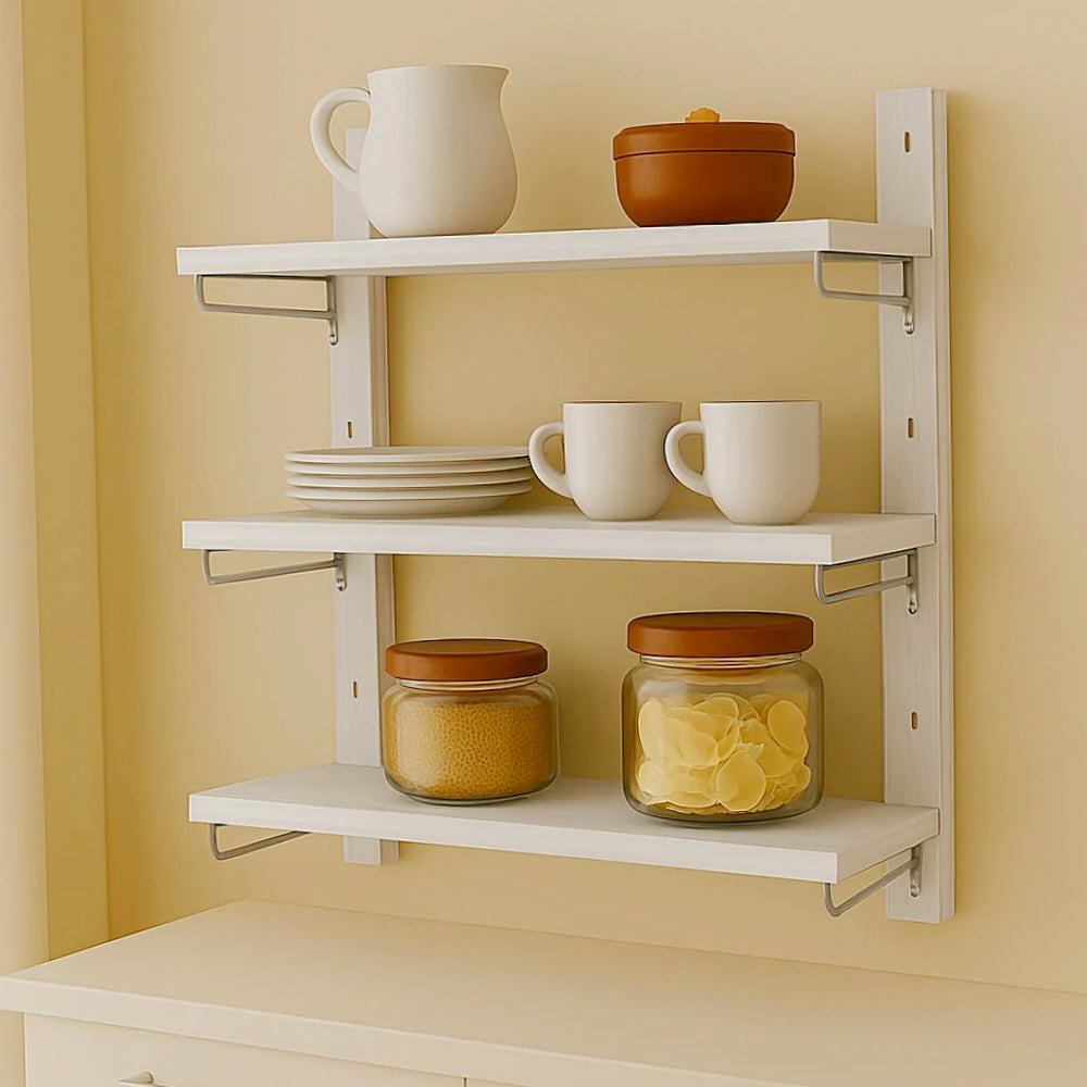 Scaffale in legno 3 ripiani 60x17x60 cm (X12) – Porta oggetti, vari colori - ambraled