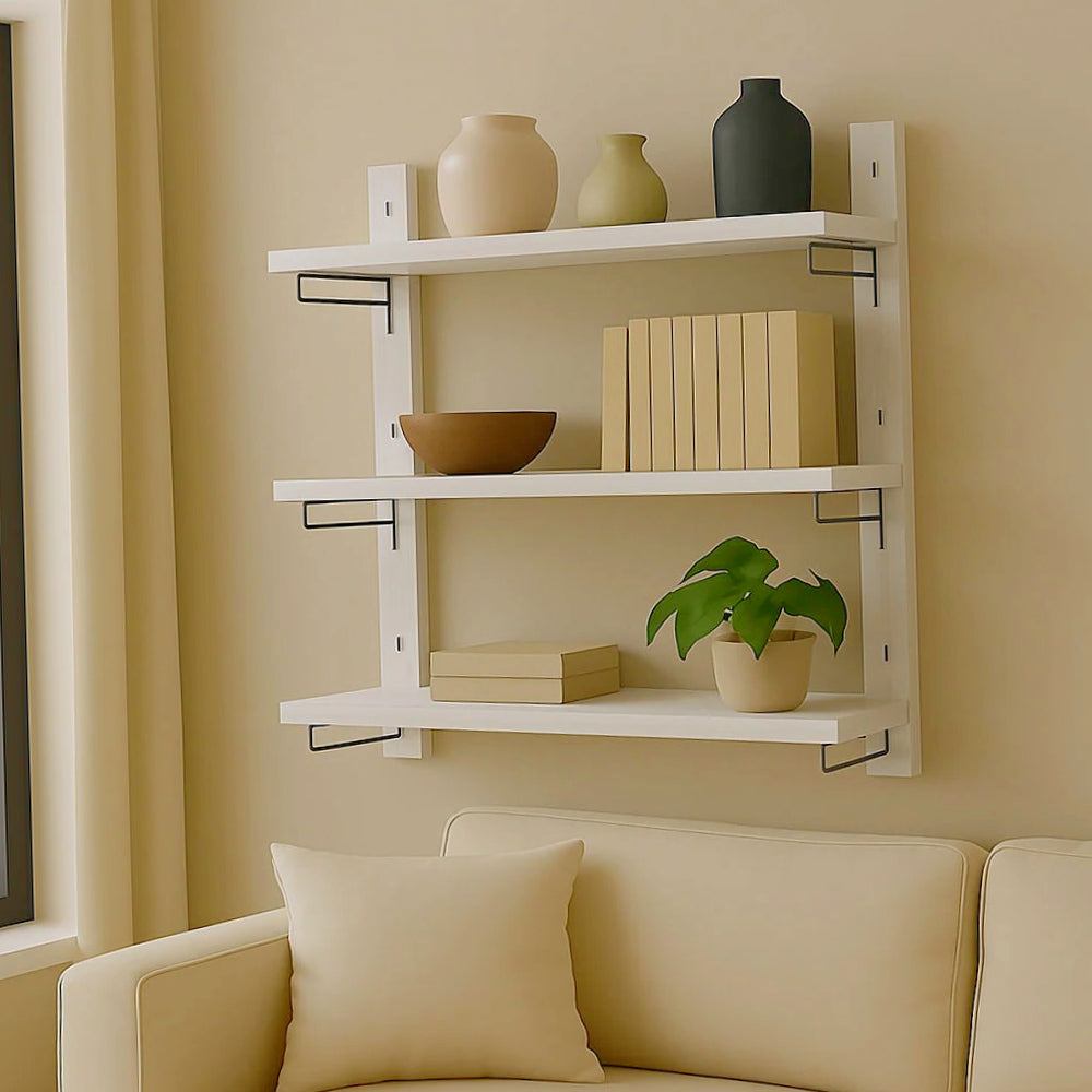 Scaffale in legno 3 ripiani 60x17x60 cm (X12) – Porta oggetti, vari colori - ambraled