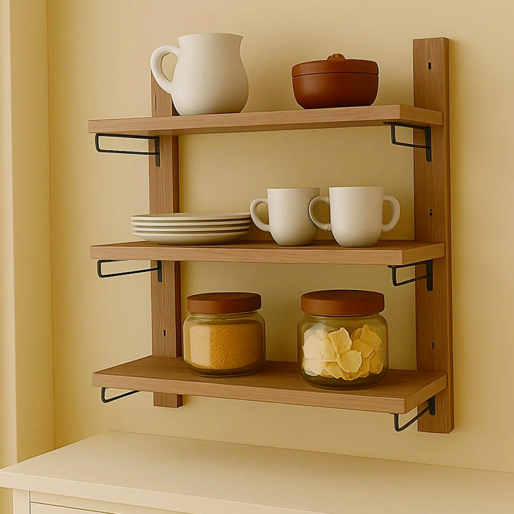 Scaffale in legno 3 ripiani 60x17x60 cm (X12) – Porta oggetti, vari colori - ambraled