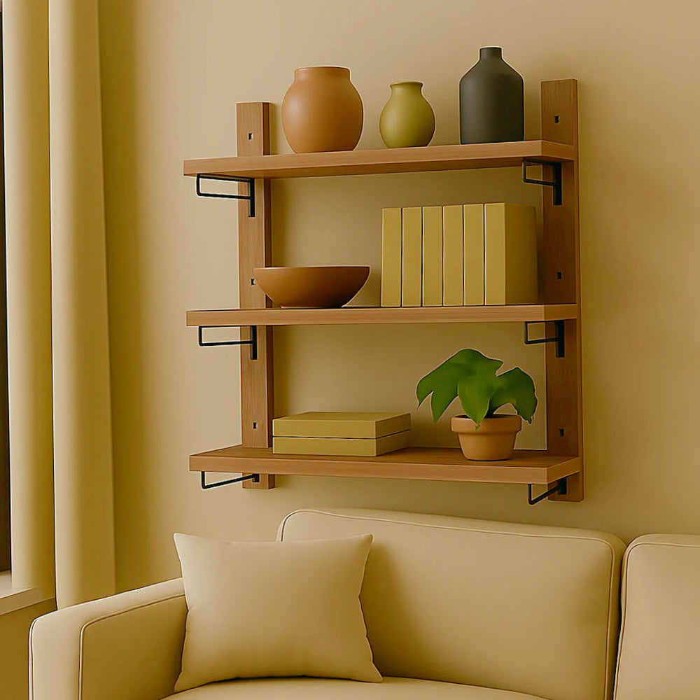 Scaffale in legno 3 ripiani 60x17x60 cm (X12) – Porta oggetti, vari colori - ambraled