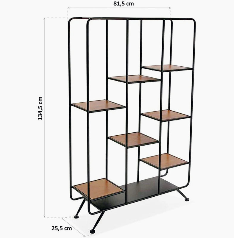 Libreria stile industriale 7 ripiani – Parete divisoria per soggiorno - ambraled