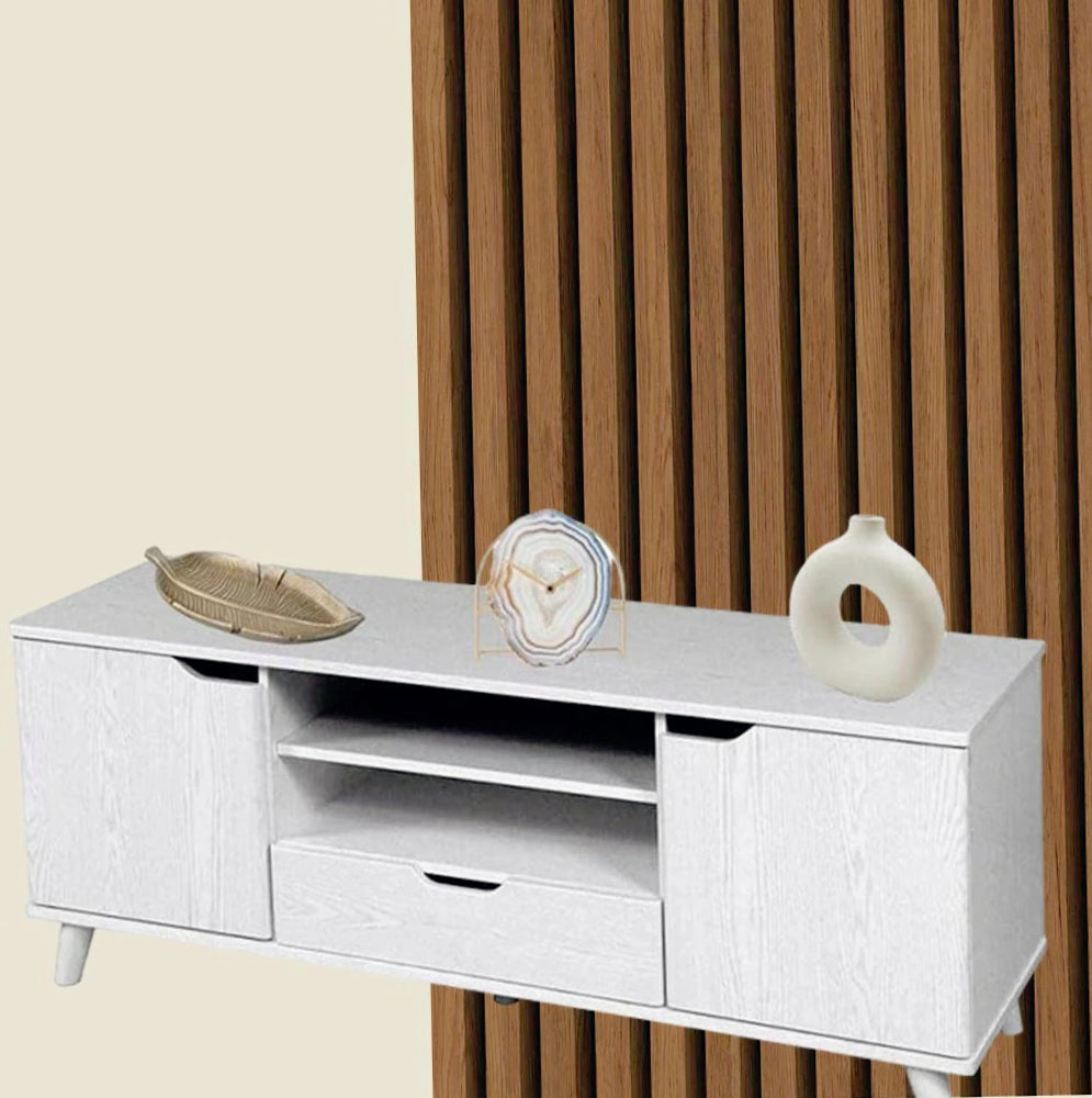 Mobile TV moderno rovere bianco 140x40x50cm - ambraled