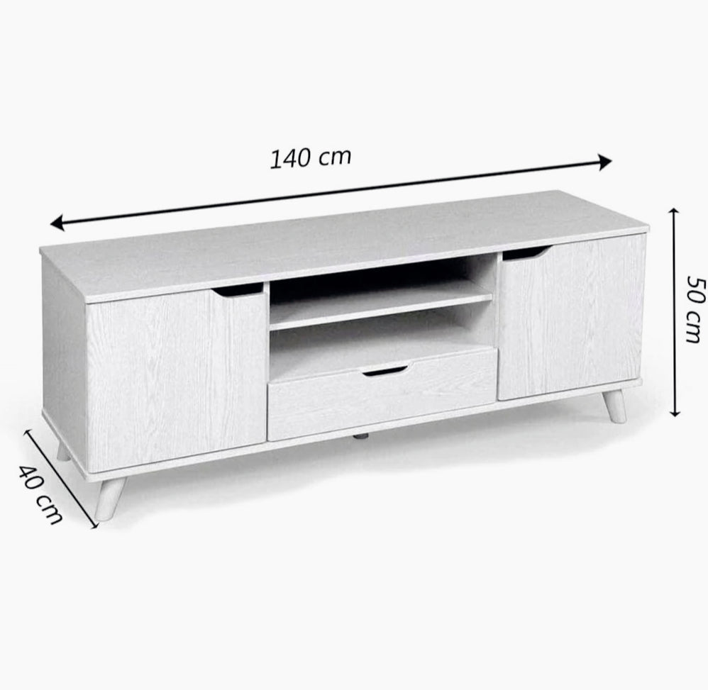 Mobile TV moderno rovere bianco 140x40x50cm - ambraled