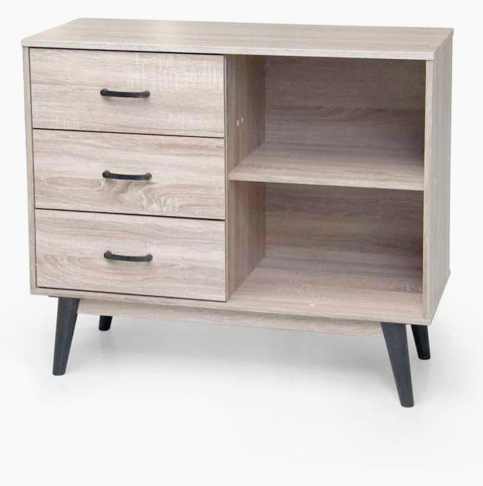 Mobile soggiorno MDF 2 ripiani + 3 cassetti 80x94x38cm - ambraled