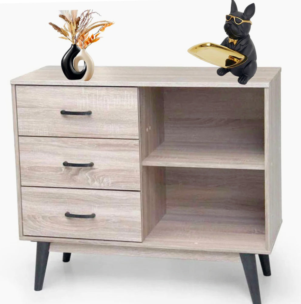 Mobile soggiorno MDF 2 ripiani + 3 cassetti 80x94x38cm - ambraled