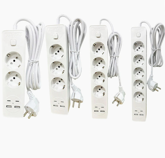 Multipresa Schuko 2-5 posti – USB-C 16A con interruttore - ambraled