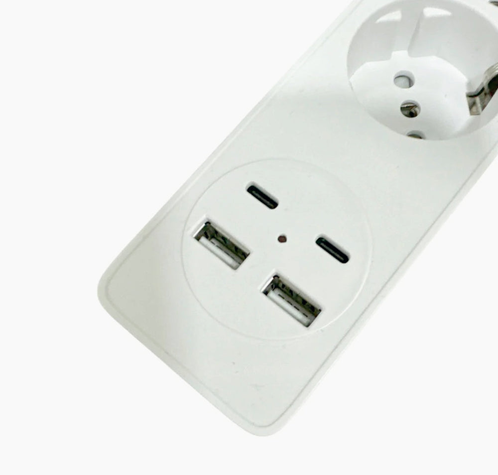 Multipresa Schuko 2-5 posti – USB-C 16A con interruttore - ambraled