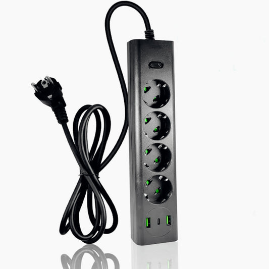 Multipresa 4 posti Schuko – 3 prese + 2 USB-A + 1 USB-C 10/16A - ambraled