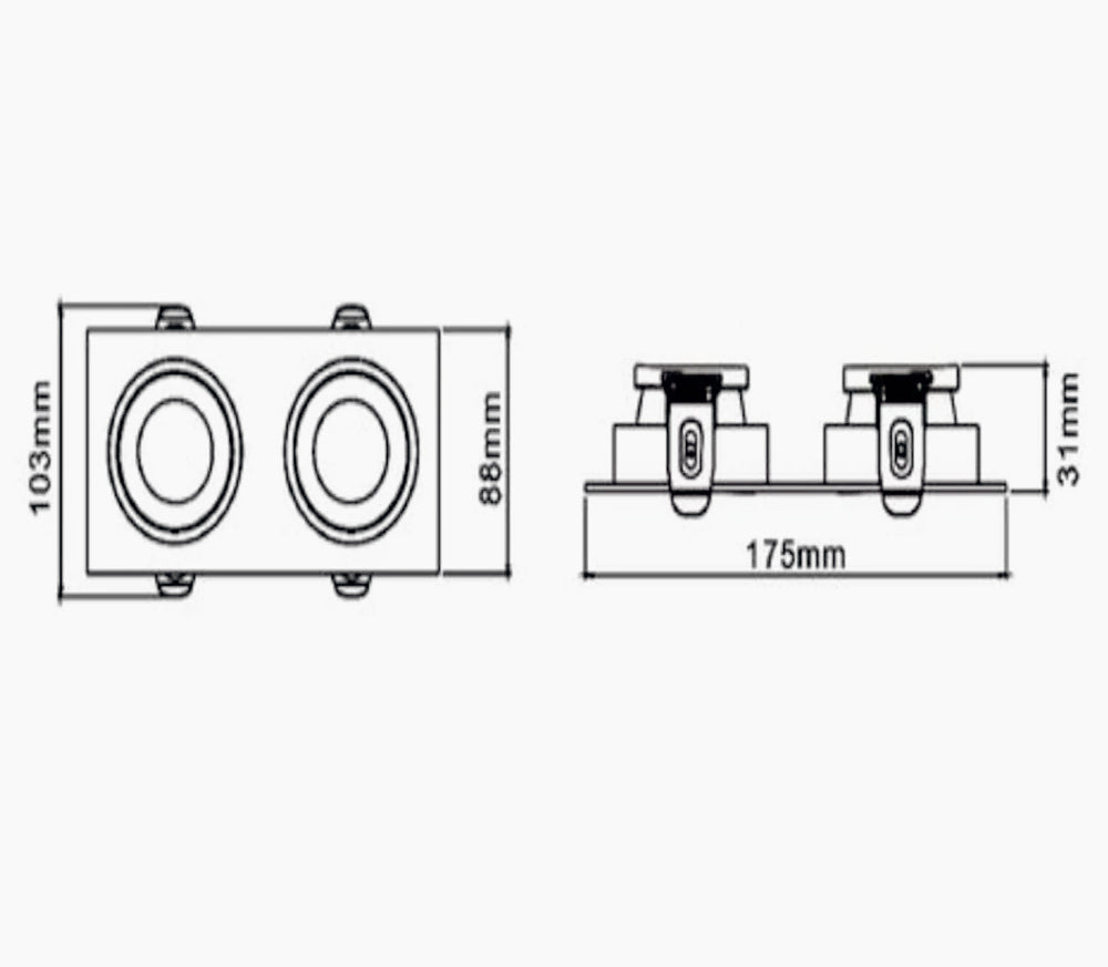 Portafaretto doppio con diffusore rettangolare – Illuminazione regolabile per controsoffitto - ambraled