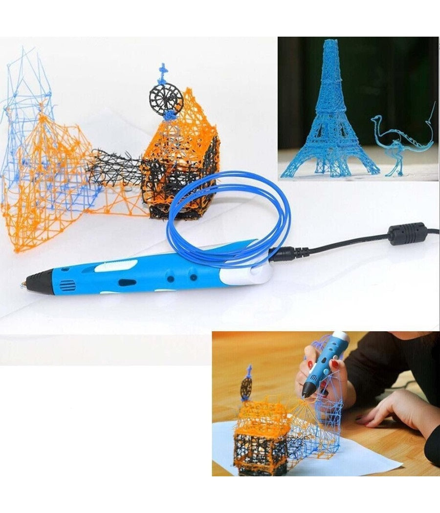 Penna 3D con display stampa disegni stereoscopico filamenti plastica - ambraled
