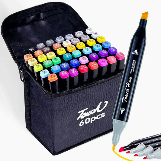 Set pennarelli 60 colori a doppia punta (fine e larga) - ambraled