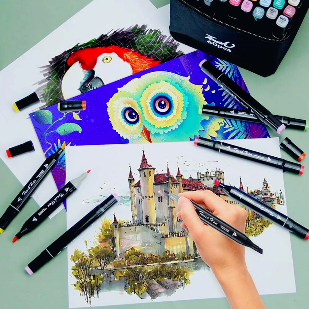 Set pennarelli 60 colori a doppia punta (fine e larga) - ambraled