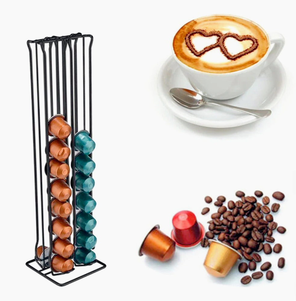 Porta capsule verticale in metallo da 40 posti con dispenser per caffè - ambraled