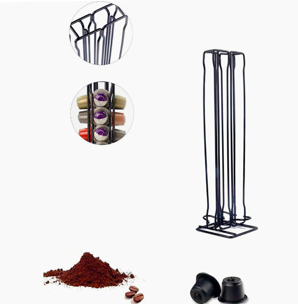 Porta capsule verticale in metallo da 40 posti con dispenser per caffè - ambraled