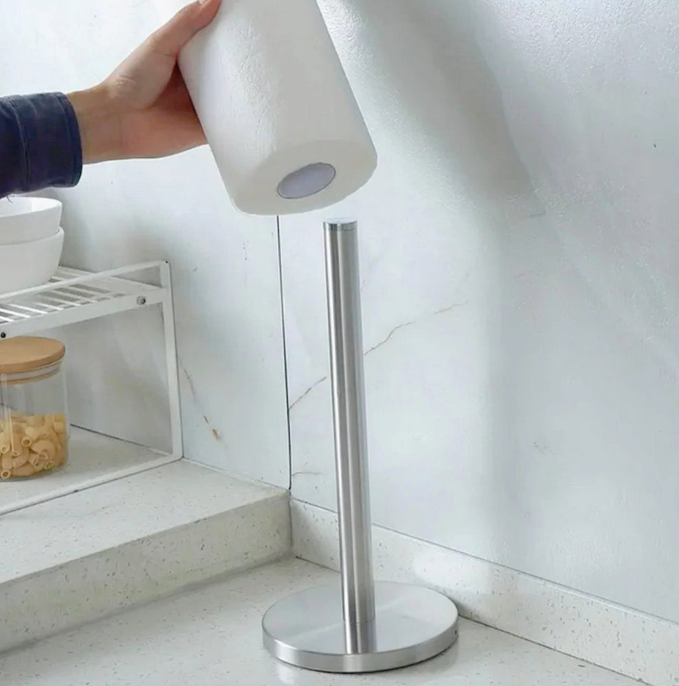 Porta rotolo verticale in acciaio inox per rotoloni da cucina - ambraled