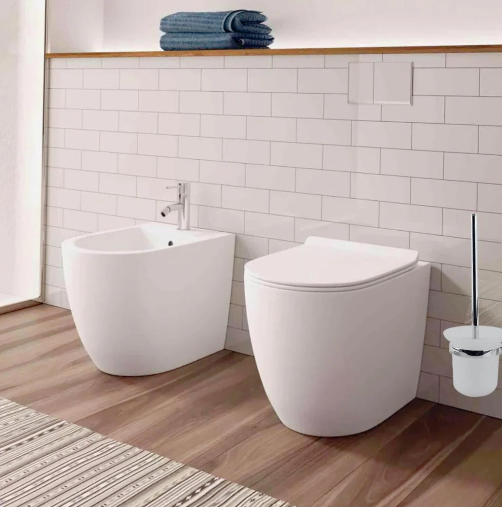 Acciaio portascopino con bicchiere vetro opaco + sistema fissaggio flex - ambraled