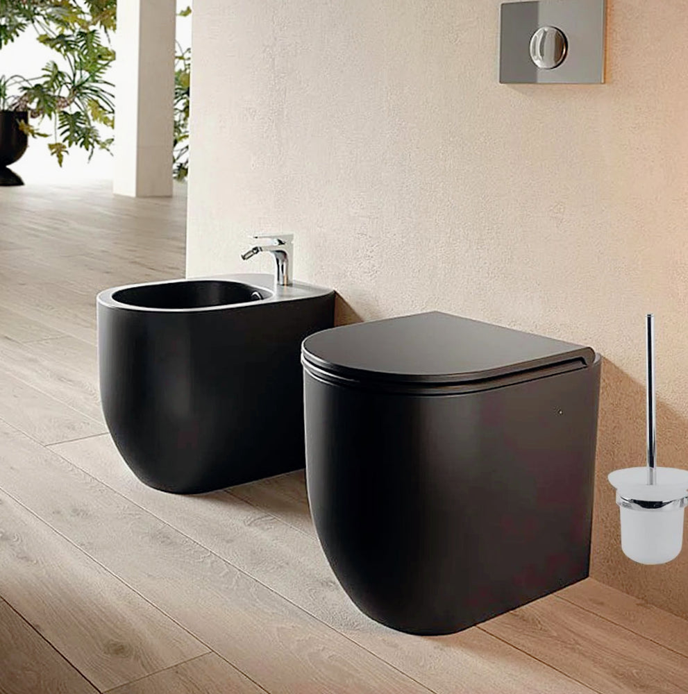Acciaio portascopino con bicchiere vetro opaco + sistema fissaggio flex - ambraled
