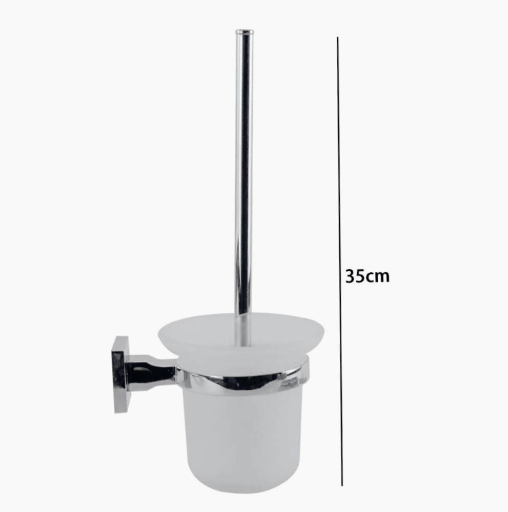 Acciaio portascopino con bicchiere vetro opaco + sistema fissaggio flex - ambraled