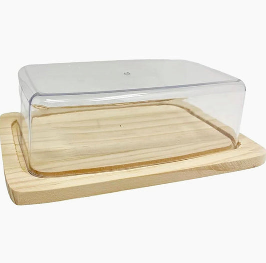 Contenitore formaggio in legno e vetro (misura 6,5x13,5x20 cm) - ambraled