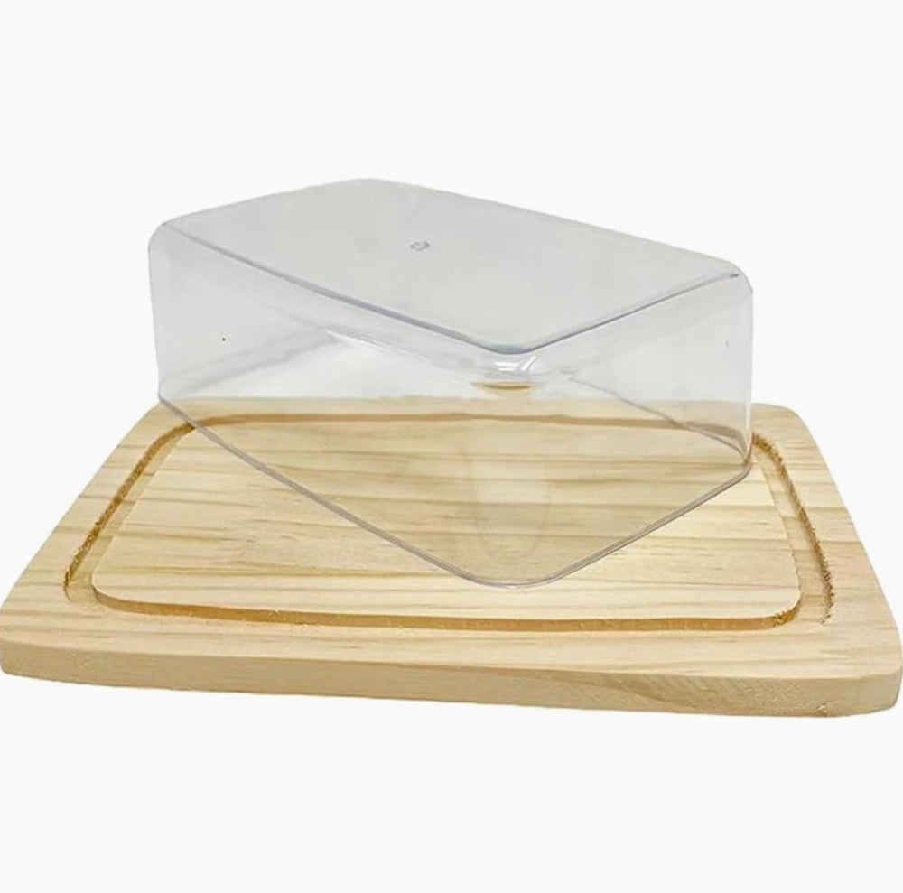Contenitore formaggio in legno e vetro (misura 6,5x13,5x20 cm) - ambraled