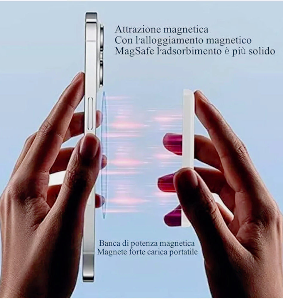 Power bank magnetico 10000mAh wireless – Caricabatteria per smartphone - ambraled