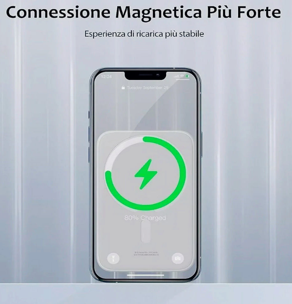 Power bank magnetico 10000mAh wireless – Caricabatteria per smartphone - ambraled