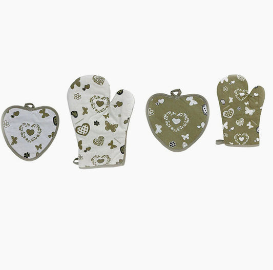 Set presina e guanto da cucina in cotone imbottito isolante - ambraled