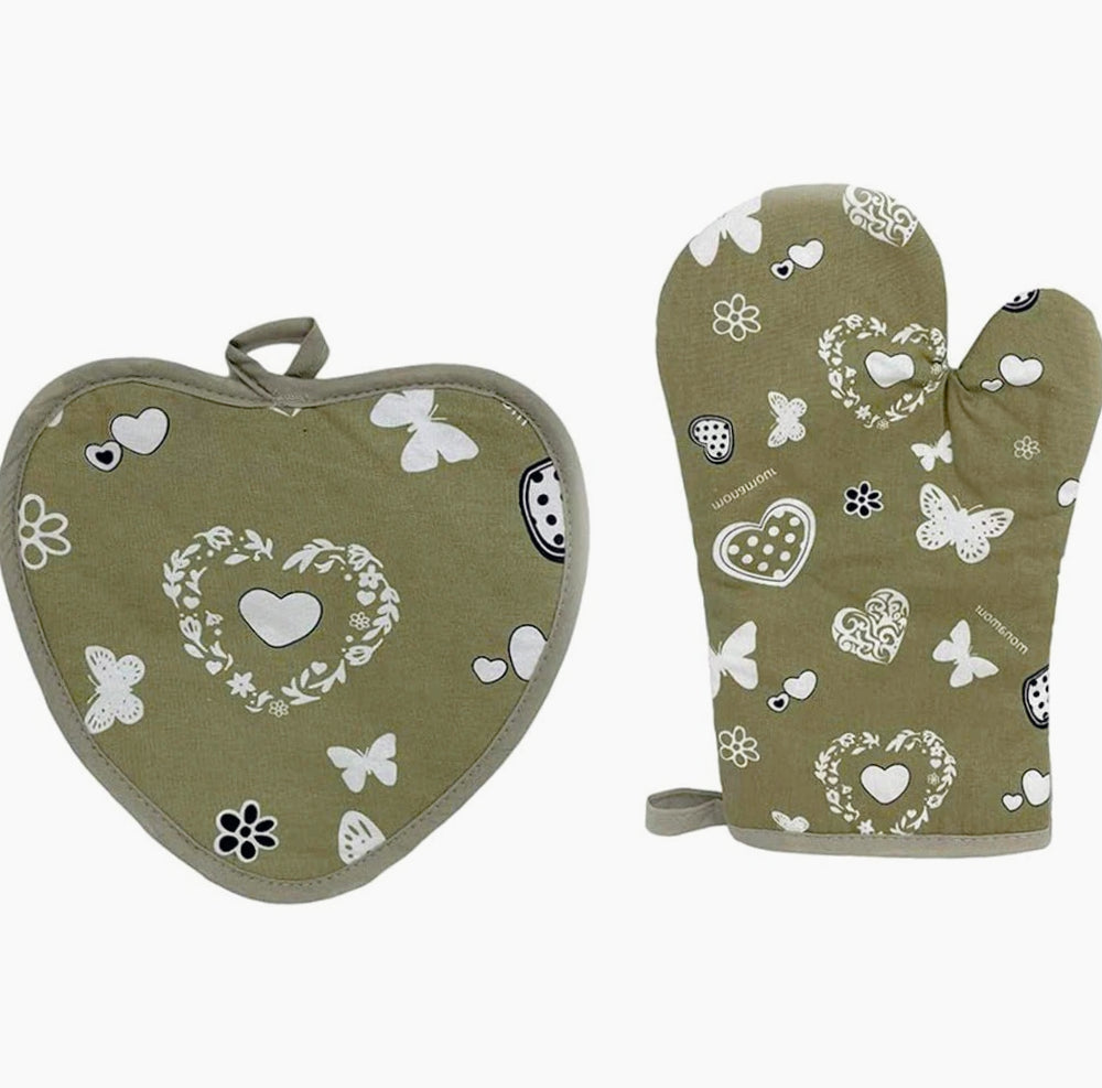 Set presina e guanto da cucina in cotone imbottito isolante - ambraled