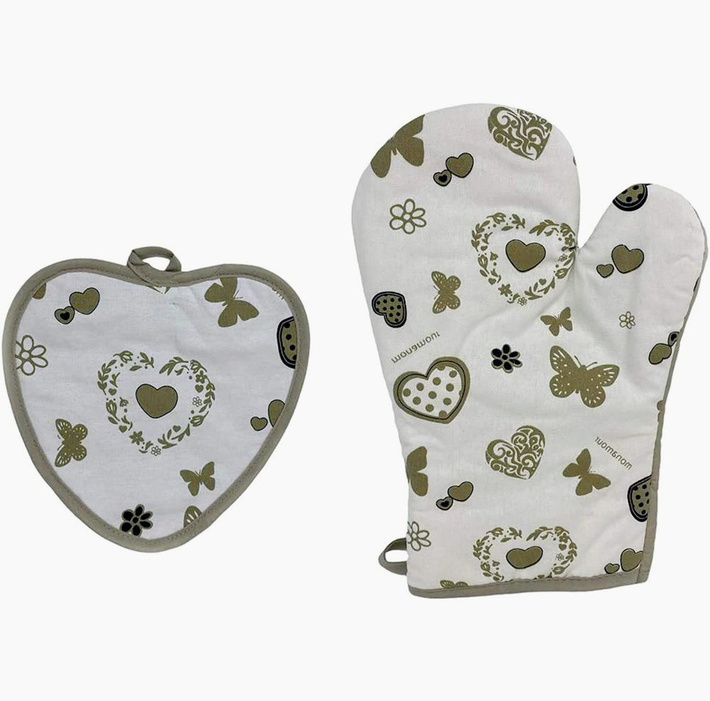Set presina e guanto da cucina in cotone imbottito isolante - ambraled