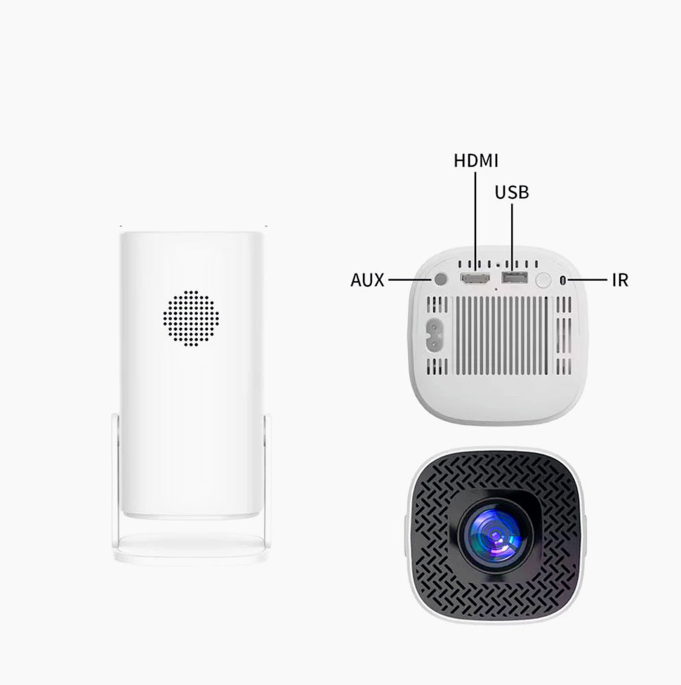 Proiettore Android WiFi Full HD 1080p – Rotazione 180° con porte USB, HDMI e AUX