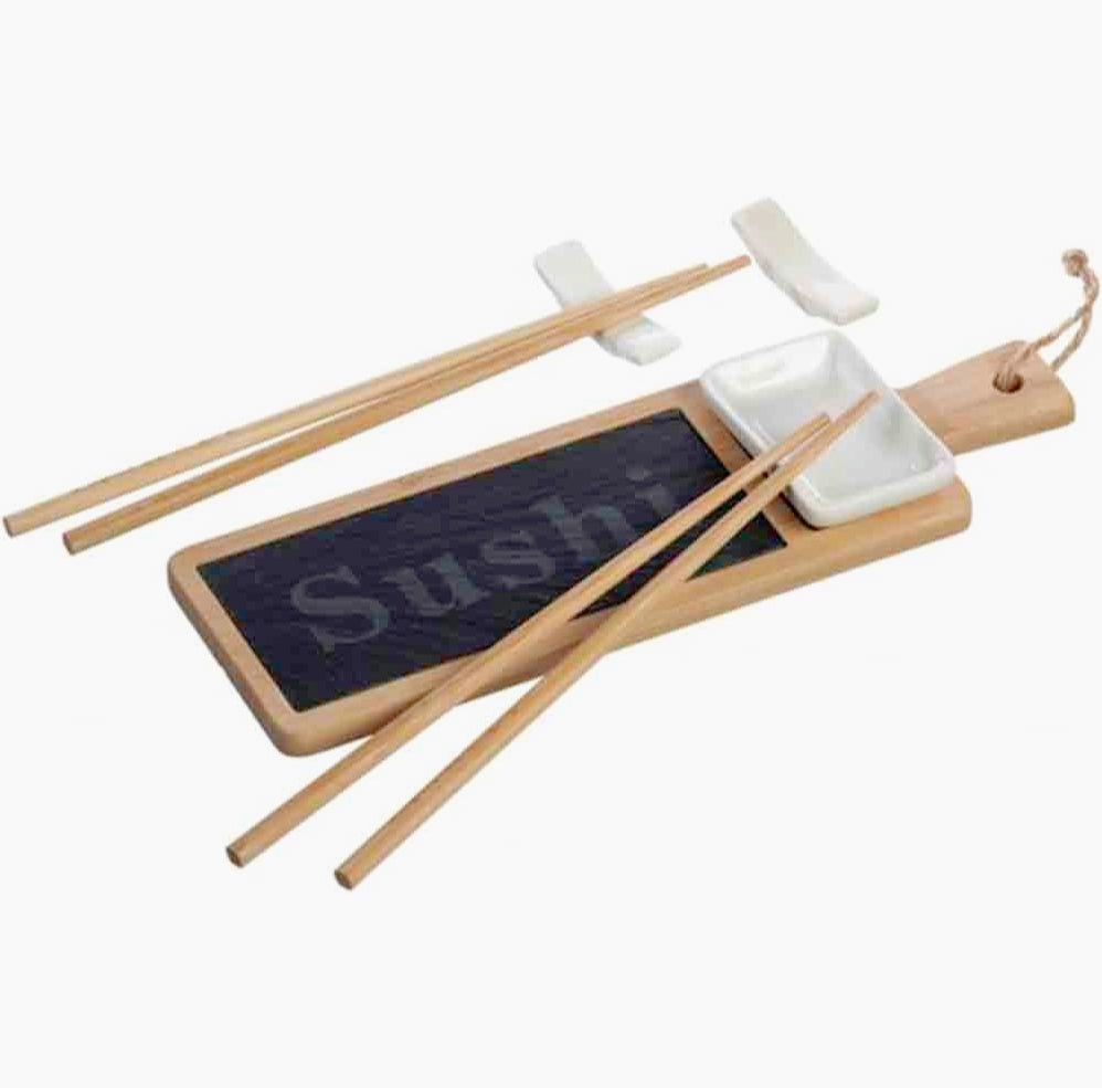 Servizio accessori per sushi per 2 persone: comprende tagliere, ciotola e bacchette - ambraled
