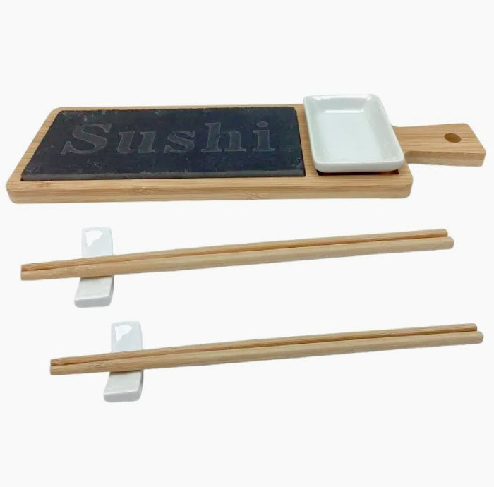 Servizio accessori per sushi per 2 persone: comprende tagliere, ciotola e bacchette - ambraled