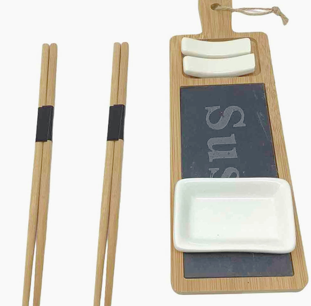 Servizio accessori per sushi per 2 persone: comprende tagliere, ciotola e bacchette - ambraled