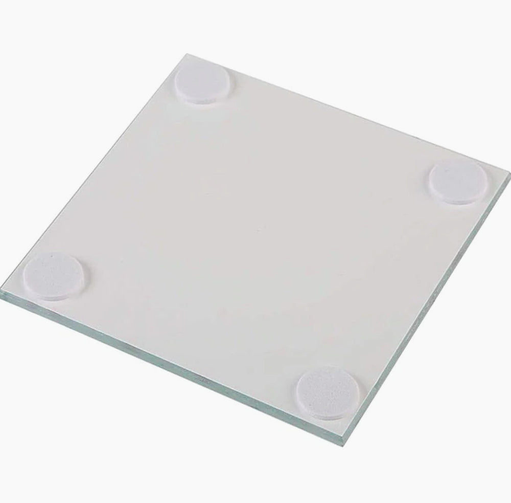 Set 6 sotto bicchieri in vetro con decorazione geometrica (10×10 cm) - ambraled