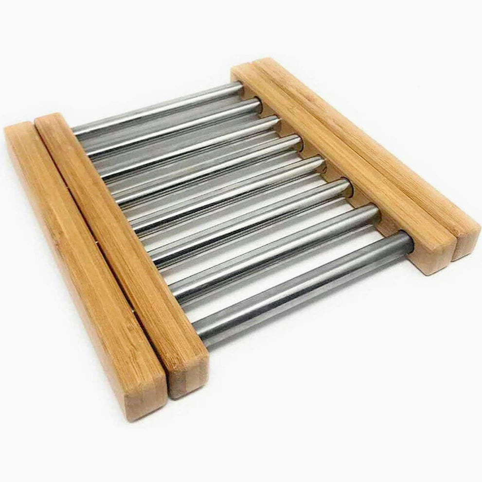 Sottopentola estensibile in legno e metallo – 22-35 cm, per pentole e teglie - ambraled