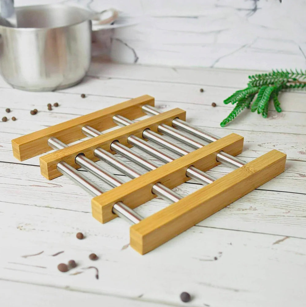 Sottopentola estensibile in legno e metallo – 22-35 cm, per pentole e teglie - ambraled
