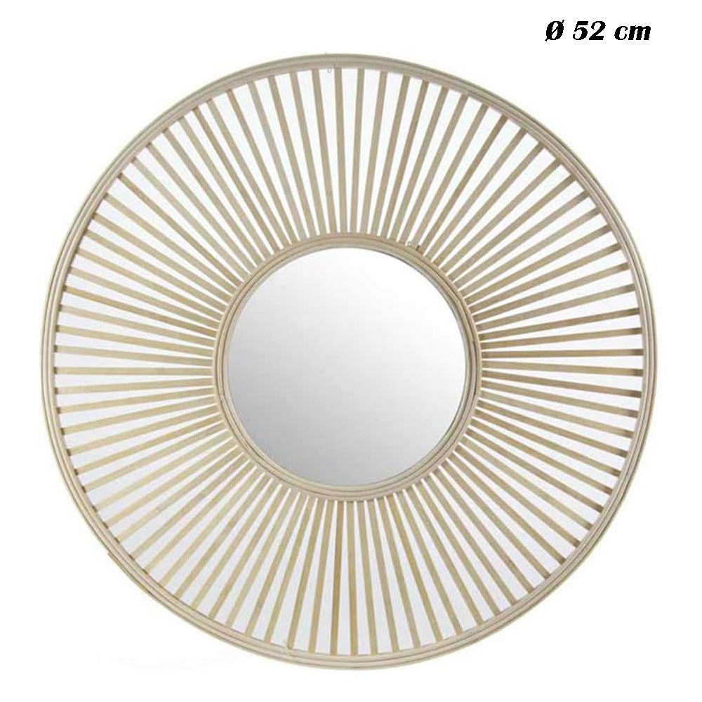 Specchio stile boho chic bohemien tondo in legno di bamboo varie misure - ambraled