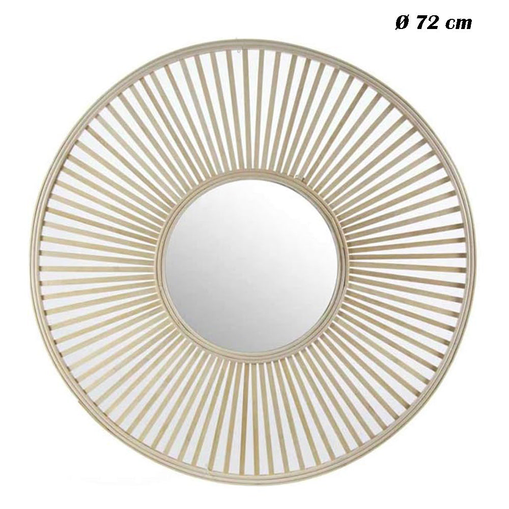 Specchio stile boho chic bohemien tondo in legno di bamboo varie misure - ambraled