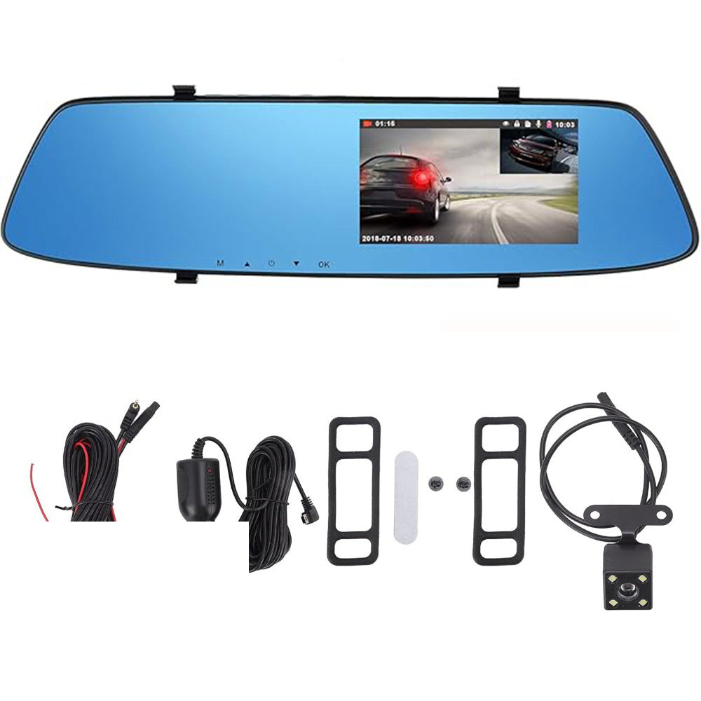 Specchietto retrovisore touch auto 4,3' dash cam retromarcia HD 1080p - ambraled