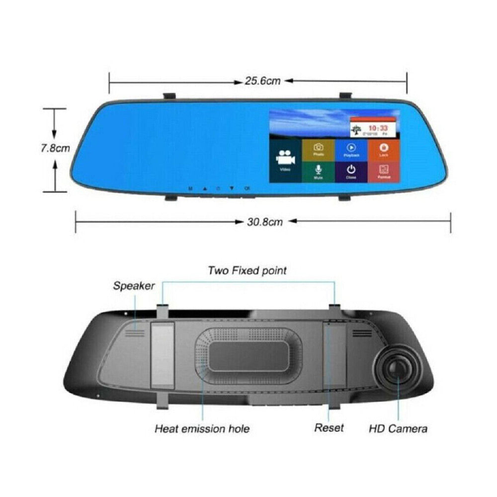 Specchietto retrovisore touch auto 4,3' dash cam retromarcia HD 1080p - ambraled